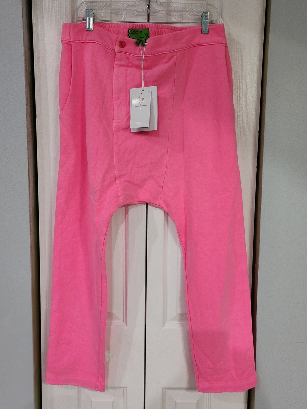 Women’s Hot Pink Drop-Crotch Joggers With Imperfections